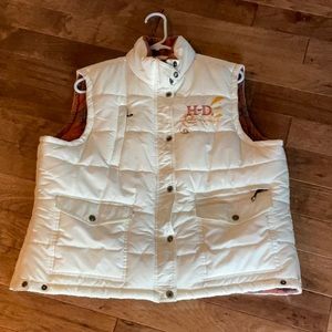 Harley Davidson Cream Puffer Vest Full Zip XL